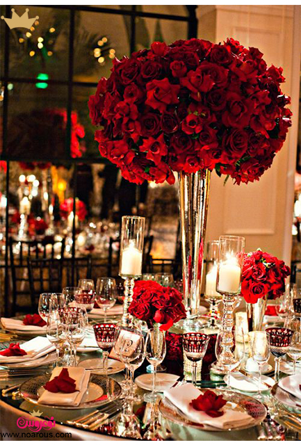 گل آرایی مراسم عروسی با رز قرمز