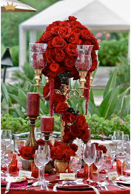 گل آرایی مراسم عروسی با رز قرمز