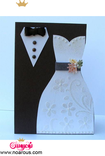 کارت عروسی با تم لباس عروس و داماد