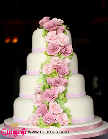 آلبوم عکس کیک عروسی با تزئین گل