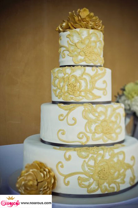 آلبوم عکس کیک عروسی زرد رنگ