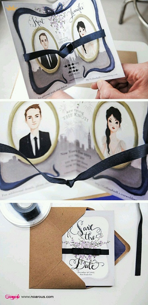 آلبوم کارت عروسی با تم عروس داماد نقاشی