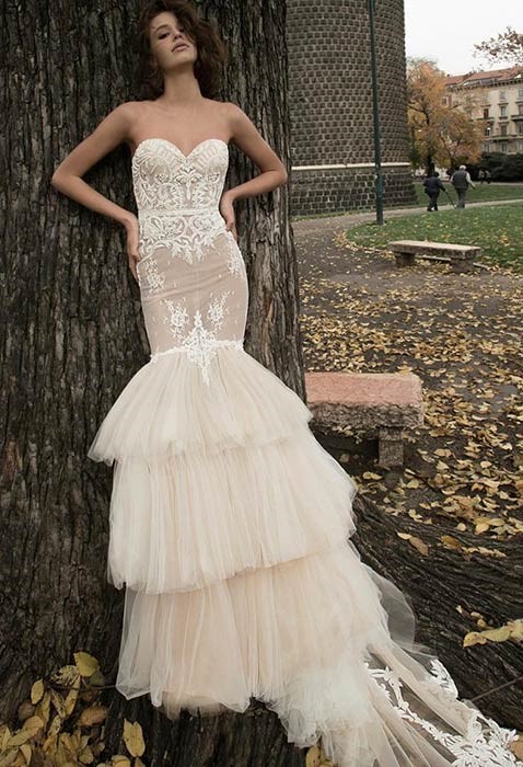 لباس عروس توری مدل پری دریایی